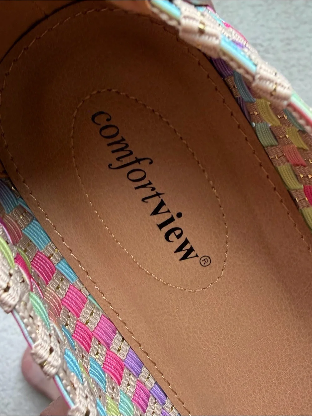 comfortview 10-1/2 Pastel Multi-Color Woven Slip-On Flats
